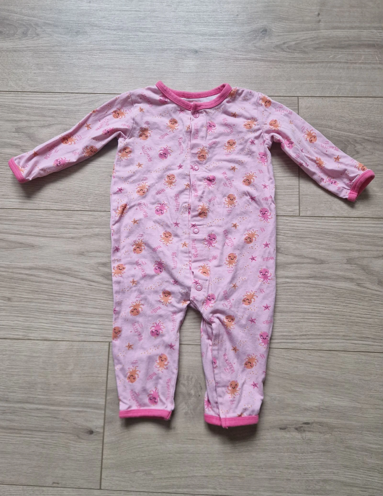 🐙 Pyjama d’été bébé fille – motif pieuvre – rose – taille 3-6 mois – bon état
